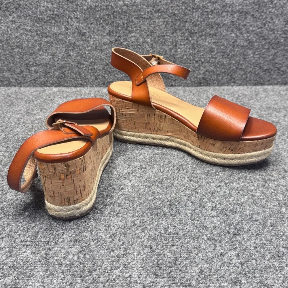 Michael Shannon Kaitlin Wedge Sandals Womens 9.5 Brown Espadrille Boho Platform